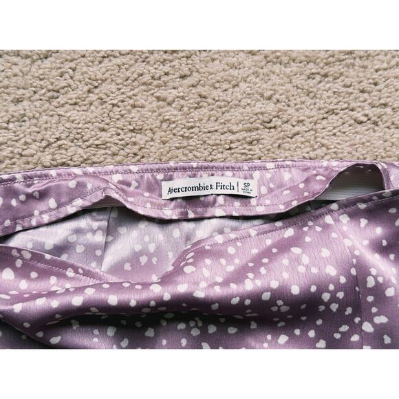 Abercrombie & Fitch Satin Slit Midi Skirt Lavender Polka Dot Small Coquette Fall - Picture 3 of 7